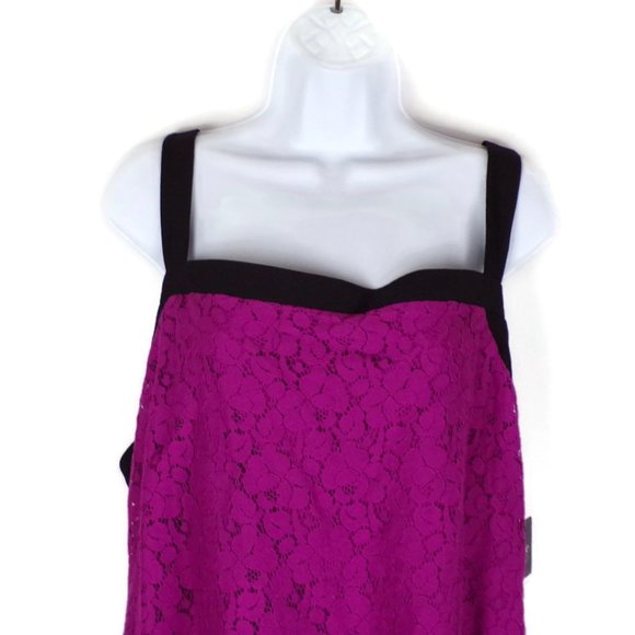 Nicole By Nicole Miller Lace Sleeveless Top Posh Pink Black Large  0890 - Picture 2 of 7
